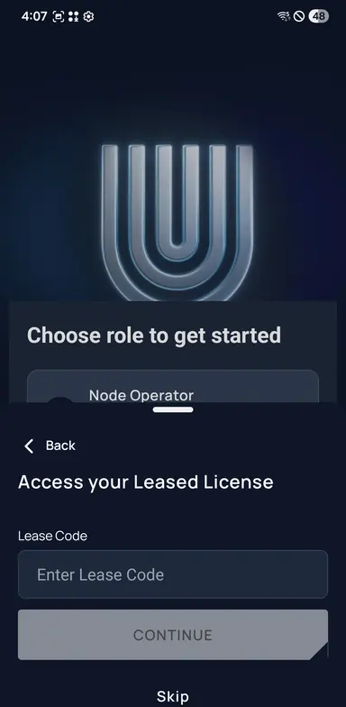 Écran anglais de saisie du code de licence Unetwork